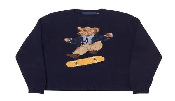 

bear sweater knitted sweater classic sweatshirt street couple pullover autumn winter5160736, Black