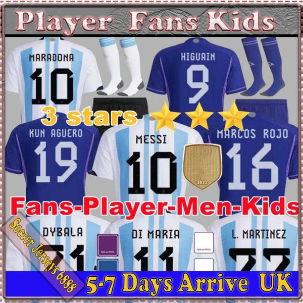 

22 23 argentina soccer jersey player fans version football shirt 2022 2023 di maria dybala lo celso national team maradona maillot foot men, Black;yellow