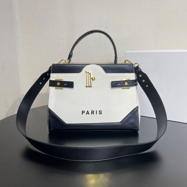 

canvas handbag women shoulder bag large capacity tote bags hardware letter buckle flap genuine leather purse removable shoulder strap zip po