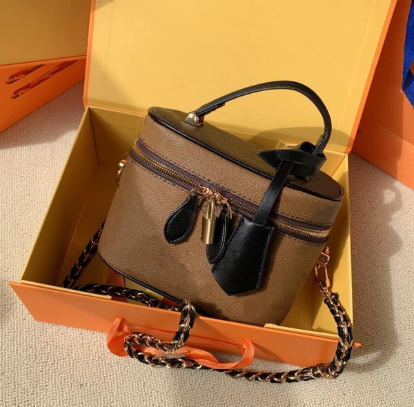 

b-9 18cm genuine leather messenger bag classic brown mono leather lady cosmetic box female nicb travel washing case designers crossbody bags