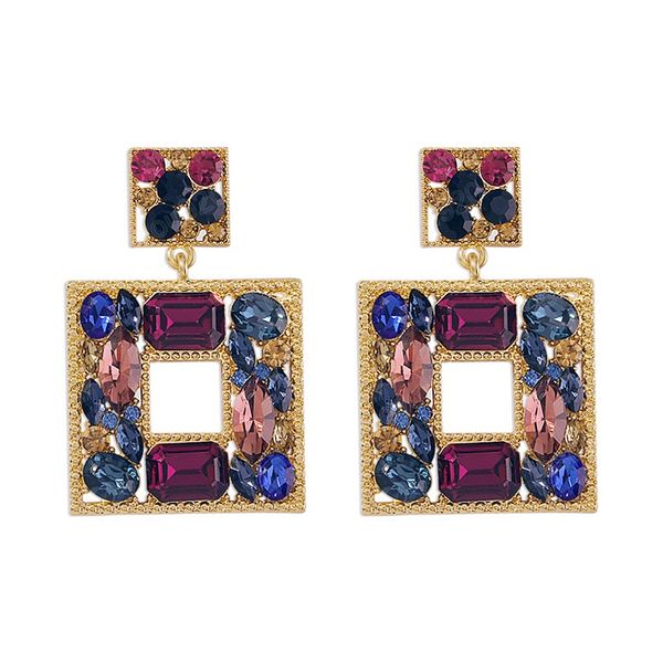

fashion boho colorful geometric crystal dangle earrings for women sparkling zircon rhinestone earring jewelry party wed accessories, Silver