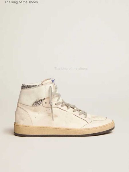 

high small dirty shoes designer luxury version italian retro handmade womens sky-star sneakers with signature on the ankle and silver