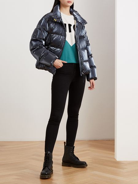

women downs jacket classic badge short jackets coats outwear, Black