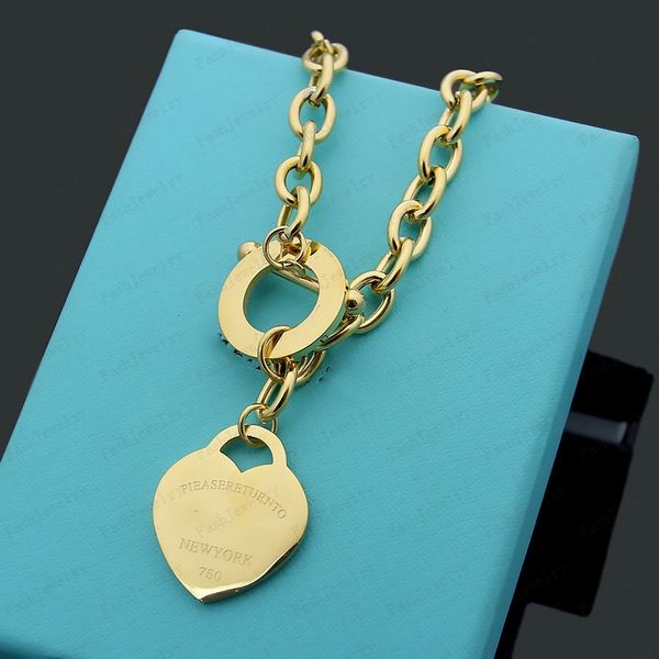 

luxury classic heart set gold designer women's necklace bracelet 925 link girls valentine's day love gift jewelry wholesale and re, Black