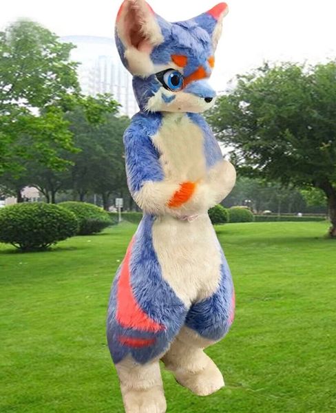 

blue husky fox mid-length fur one mascot costume walking halloween christmas eh large-scale event suit role-playing, Red;yellow