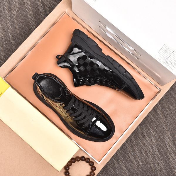 

2022 designer sneaker trainer casual shoes fashion show calfskin leather overlays platform size 38-44, Black