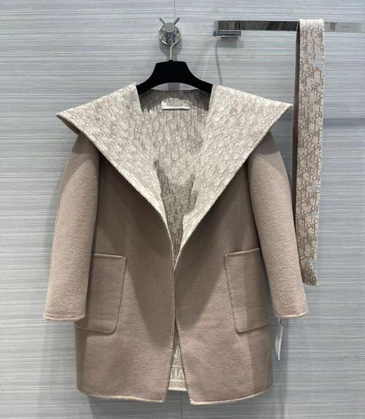 

trench coats 2022 women039s wool blends autumn long sleeve hooded jackets designer brand same style outerwear 0716169086963, Black