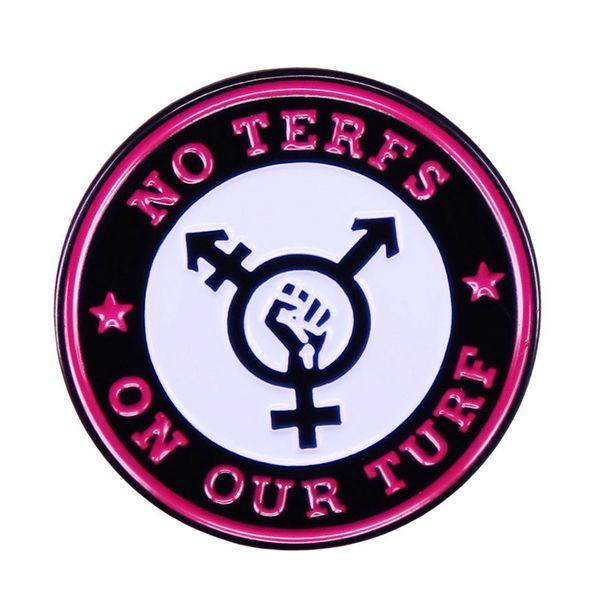 

no terfs on our turf feminism trans pride enamel pin brooch metal badges lapel pins brooches denim jacket jewelry accessories, Blue