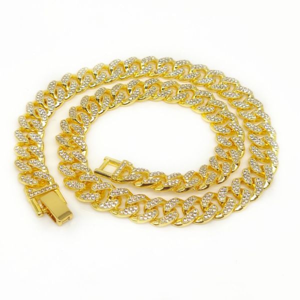 

gold jewelry necklace designer necklaces for woman 13mm width hop hip jewelry iced out moissanite diamonds cuban link chain watch buckle gub, Golden;silver