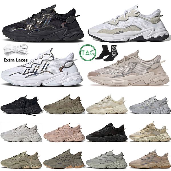 

originals ads ozweego men women running shoes platform ozweegos triple s black white iridescent trace cargo pale nude bliss chalk pearl runn