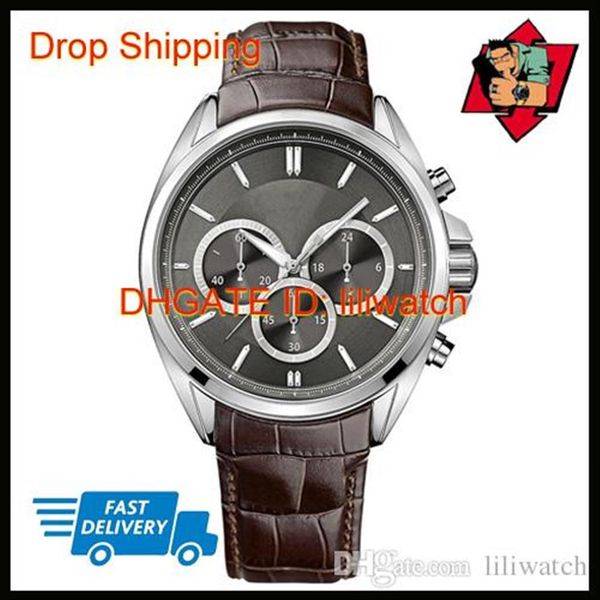 

100% original japan movement drop mens leather strap hb1513035 hb1513036 hb1513077 hb1513085 hb1513087 hb1513092 hb1513092000, Slivery;brown