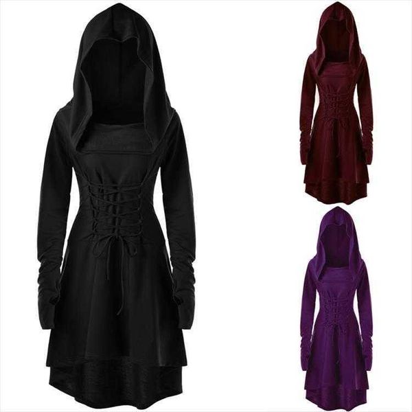 

womens solid color holiday performance dress clothing long sleeve hooded tied, Black;gray