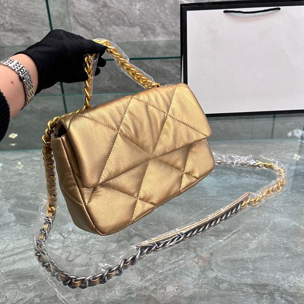 

19 series medium classic lambskin quilted bags gold/silver metal hardware bracelet link chain hand totes crossbody shoulder designer handbag