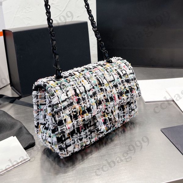 

womens early spring mini tweed flap bags classic designer quilted woolen wallets gold metal hardware chain crossbody coins purses french lux