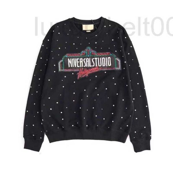 

men's hoodies & sweatshirts designer autumn and winter new sweater flash diamond nail round neck pure cotton crystal embroidery emo8, Black