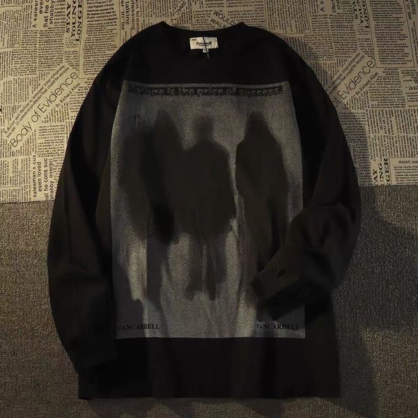 

designer abstract retro style pure cotton t-shirt for couples oversize pullover hoodies sweatshirt, Black