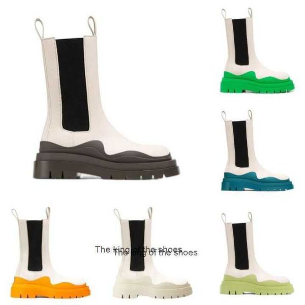 

white/camping women man bottega boots lug luxury tire lean leather chelsea women's booties men platform chunky shoes lady knight high t, Black