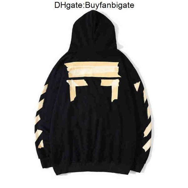 

classic loose offs mens sweatshirts fashion brand hoodie designers luxury pullover back oil paint arrow x men women t shirt mmpz, Black