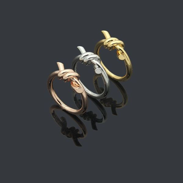 

2022 new fashion womens knot smooth surface rings designer jewelry mens ring gold/silvery/rose gold full brand as wedding christmas gift, Silver