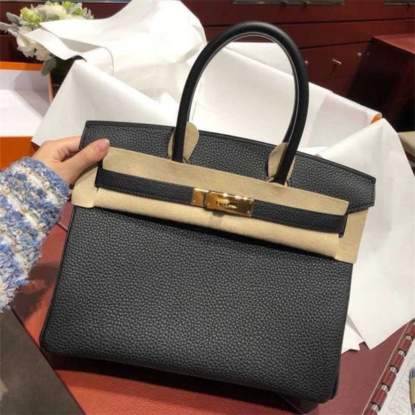 

designer handbag herme birkins handmade wax thread layer cow leather lychee grain bag women's shoulder carry large capacity zc st8z