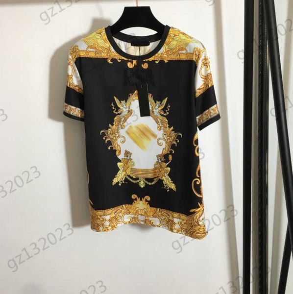 

womens clothes t-shirts classic color contrast logo print crewneck short sleeve drill decoration retro casual tees fashion designer women a, White