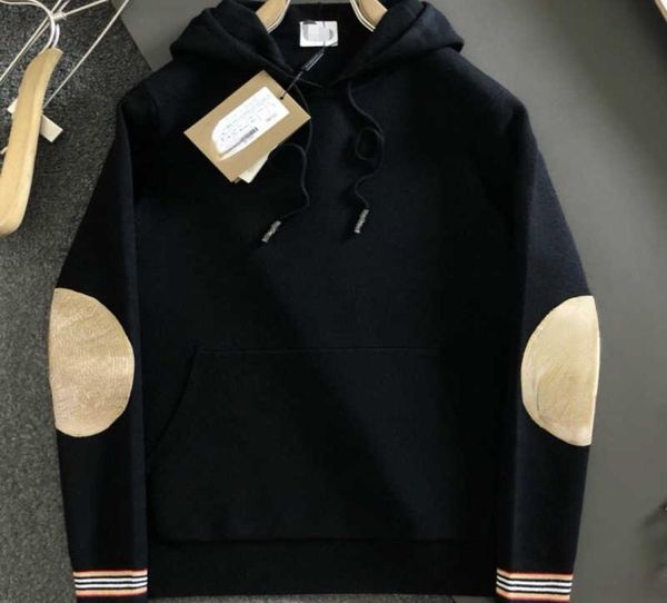

men's hoodies & sweatshirts designer sweater mens hoodie plaid wool knitted pullover coat men sweatshirt women casual sweaters winter, Black