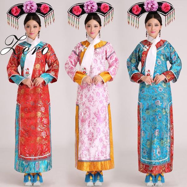 

stage wear chinese qing dynasty costume princess with headwear 5 color ancient dress retail, Black;red