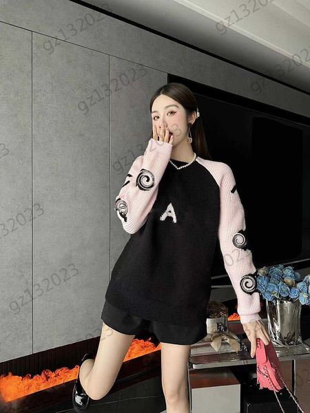 

womens sweaters color combination long sleeve letter logo printing knitted sweater silhouette slim loose comfortable knitwear designer brand, White;black