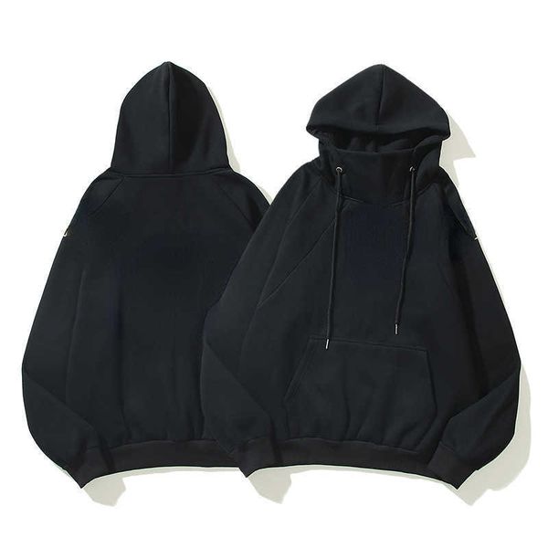 

men's hoodies sweatshirts high collar sweater hooded in autumn and winter plus sweater embroidery, Black
