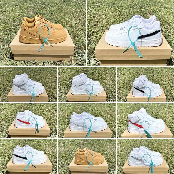 

2022 mens sports casual shoes classic triple white low shadow forces black wheat pale ivory pastel beige utility women trainers sneakers