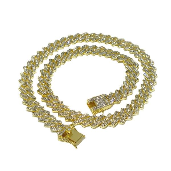 

13mm hip hop cuban chain bracelet full diamond double row drill chains channel designer bracelets for women clovers woman jewelry love bangl, Silver