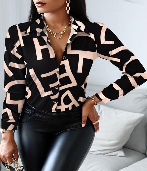 

women039s blouses shirts 2022 autumn women fashion shirt long sleeve womens and buttons casual office print blouse c6167667, White