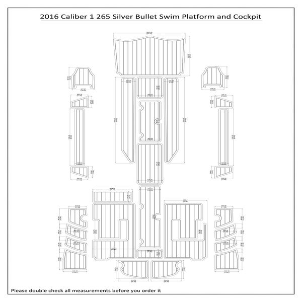 

2016 caliber 1 265 silver bullet swim platform cockpit boat eva teak deck pad
