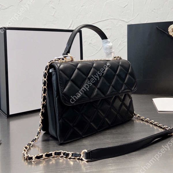 

designer bag tote fashion leather shoulder bags luxury lambskin purse designer handbag retro style handle metal sheets chain cross body diam