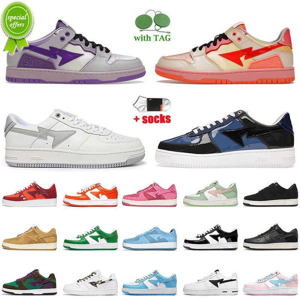 

2023 fashion women mens a bathing sta sk8 casual shoes with socks designer shoe m2 grey orange color camo combo blue white black sude