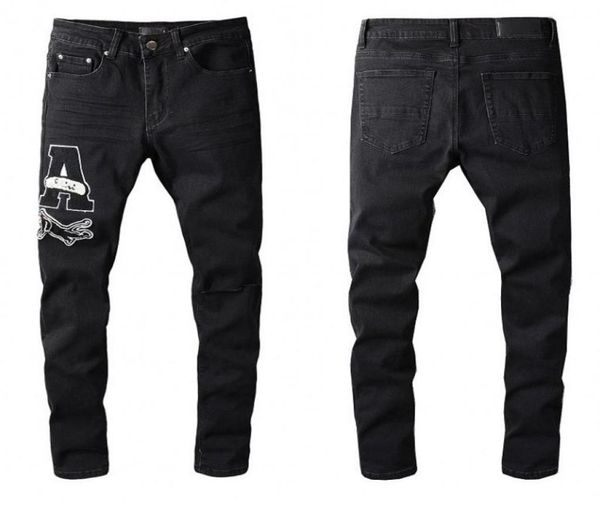 

mens jeans distressed motorcycle biker jean hole skinny slim tight ripped stripe fashionable snake embroidery denim p1215735, Blue