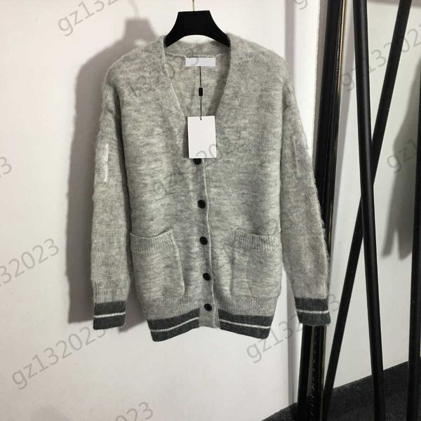 

cardigans womens sweaters button open v-neck mohair knitted cardigan standard long sleeve silhouette joker knitwear luxury brand women cloth, White;black