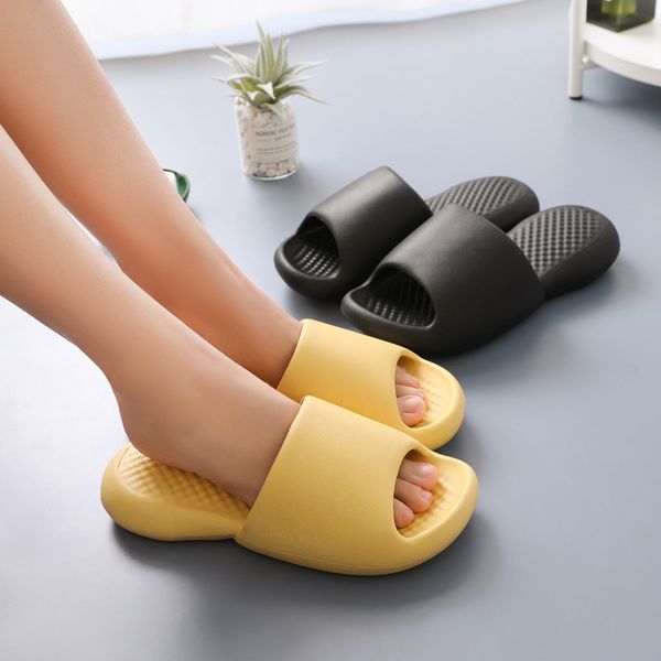 

summer women slippers indoor soft thick soled home slipper fashion casual men bath slippers breathable non-slip lovers shoes 2023, Black