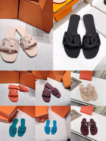 

egerie sandals chain flat h jelly sandal lady flat silpper luxury slides outdoor shoes summer beach flip-flops women slippers, Black