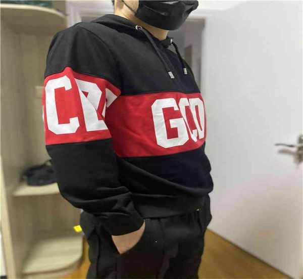 

gcds white letter printed contrast hoodie black high street hooded trendy pullover men039s and women039s sweater md1367403