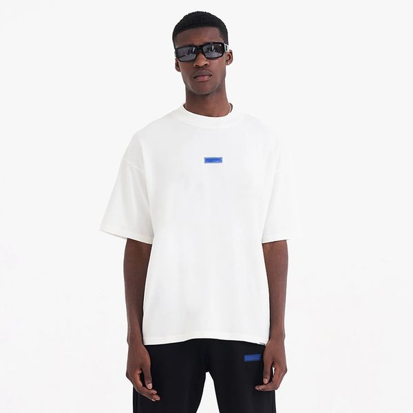 

22fw simple pure color men's t-shirts women classic small box letters printed summer short sleeve fashion casual sports breathable high, White;black