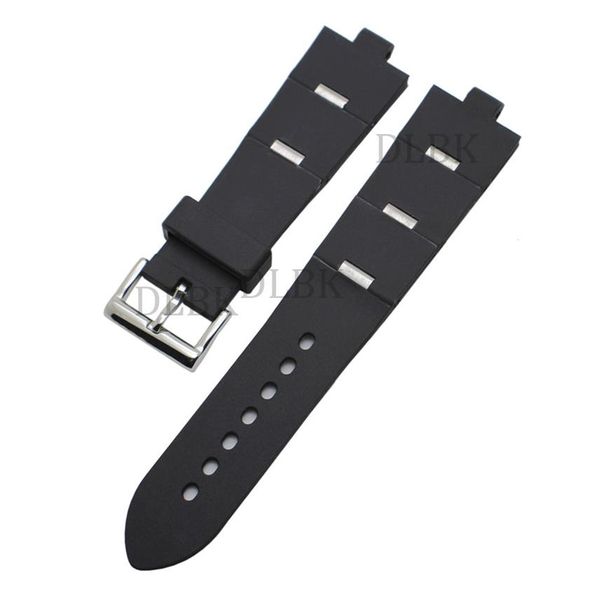 

watchband 22mm 24mm men women watch band black diving silicone rubber strap stainless steel silver pin buckle for diagono280m, Black;brown