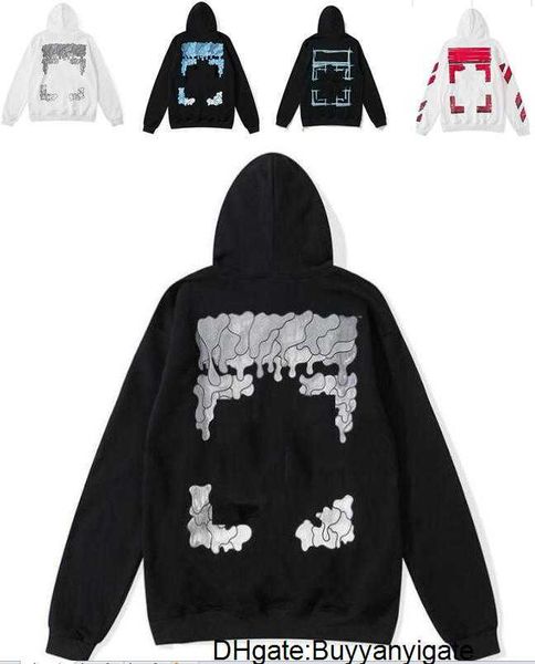 

classic mens loose offs sweatshirts fashion brand hoodie designers luxury pullover back oil paint arrow x men women t shirt 3x35, Black