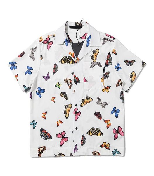 

shirt men and women summer lapel butterfly print casual short sleeve men039s shirts3113525, White;black