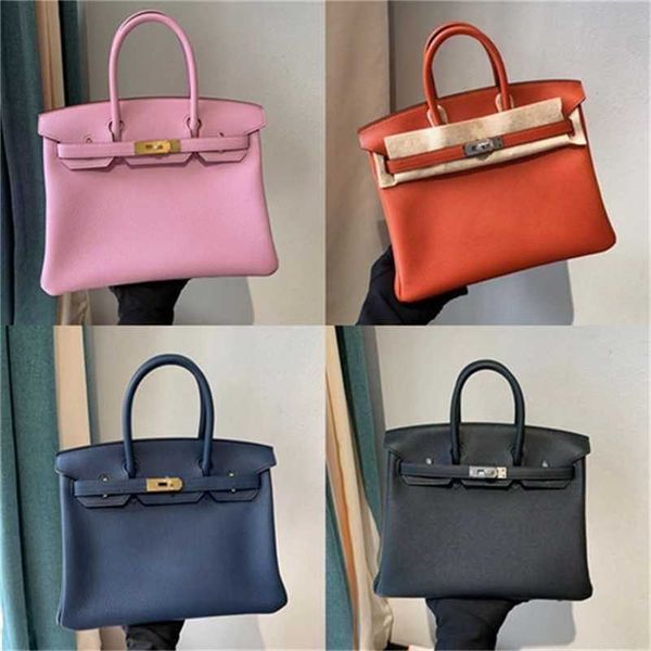 

designer handbag herme birkins women's bag 2022 women's bag leather portable lychee grain high-end layer togo cowhide women's