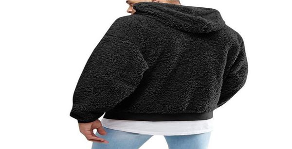 

new fashion faux fur fleece fluffy hoodie men casual solid color plush hooded sweatshirts winter spring long sleeve hoodies3342705, Black