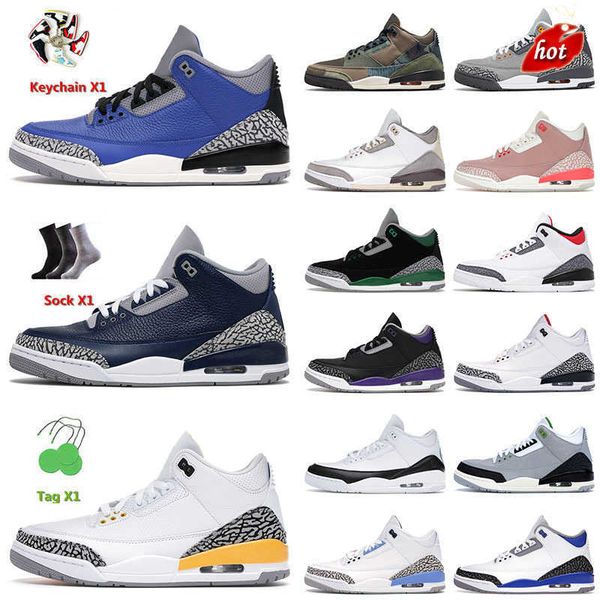 

original basketball shoes 3 3s iii mens jumpman sneakers blue cement court purple knicks rivals georgetown black cat patchwork sneakers