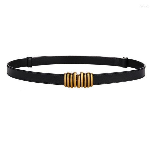 

belts women belt adjustable cowhide fashion 7colorsdecoration waist dress closing buckle small luxury thin metal color, Black;brown