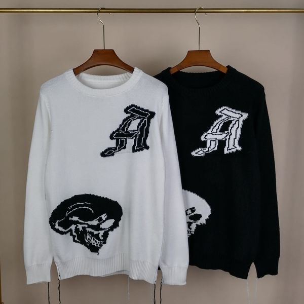 

mens jumpers sweaters knitted long sleeve loose pullovers for mens womens designer letters printed sweatshirts autumn winter warm jumper siz, White;black