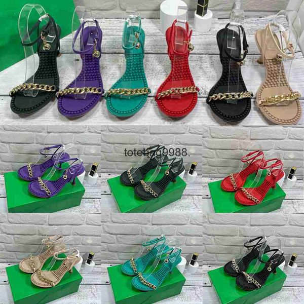 

2022 candy colors shoes high heels 100% leather massage sandals party fashion women dance shoe designer heels lady metal belt, Black